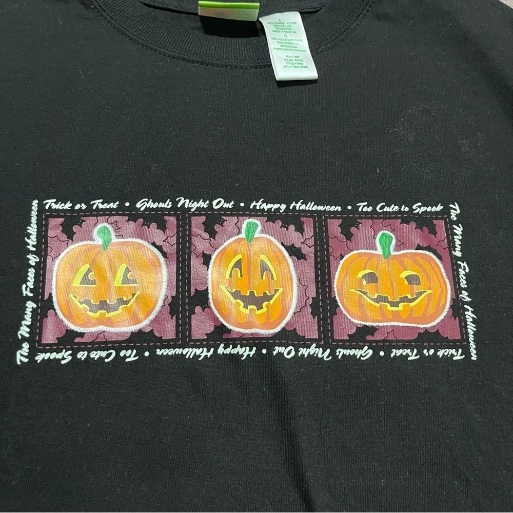 Vintage Halloween Pumpkin Graphic Tee Size Large 100% Cotton October whimsygoth - Picture 3 of 6